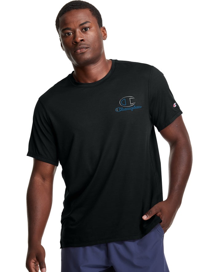 Champion Tee Outline Logo Erkek Tişört Siyah ( SDQZAG382 )